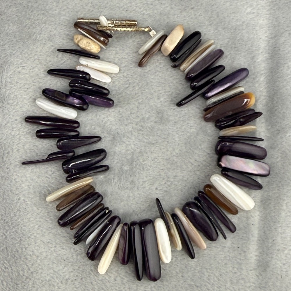 Vintage Shell Bracelet Dyed Abalone Spikes Beach Sea 7.5"
